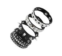 CZMZHFC 4pcs Studded Spiked Bracelets for Women and Men,Punk Rock Accessories,Adjustable Goth Bracelets 80s Retro Style Wristband Halloween Party Accessories