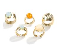 CZMZHFC 5 Pcs Vintage Chunky Open Rings,Gold Knuckle Ring Set,Punk Stackable Thick Statement Ring,Adjustable Rings for Women,Retro Funky Stack Open Jewelry Rave Accessories