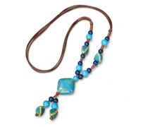 CZMZHFC Boho Necklace for Women,Vintage Butterfly Pendant Necklaces,Adjustable Wooden Beads Layered Braided Choker,Fashion Tribal Style Leather Rope Necklace Jewelry,Chunky Statement Gift for Women