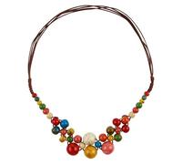 CZMZHFC Chunky Beaded Necklaces for Women,Adjustable Colorful Beaded Necklace,Boho Hippie Colorful Ceramic Round Beads Strand Choker,Vintage Bohemian Summer Beach Statement Jewelry Gift for Women