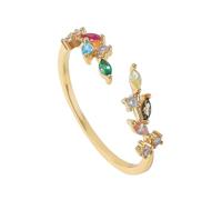 CZMZHFC Gold Rings for Women, Open Adjustable Ring, Cubic Zirconia Leaf Ring, Never Tarnish Thumb Ring, Dainty Stackable Finger Ring for Women, Trendy Jewelry Gift for Her