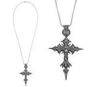 CZMZHFC Gothic Cross Necklace for Women Men,Vintage Captivity Skull Cross Pendent Necklace,Gothic Emo Punk Grunge Y2k Necklaces,Halloween Accessories & Christmas Jewelry Gift for Women Men