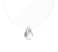 CZMZHFC Handmade Dew Drop Lariat Necklace for Women,V Shaped Choker with Floating Clear Raindrop Pendant, Standard, Plastic+Resin, No Gemstone