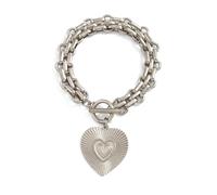 CZMZHFC Heart Charm Bracelet for Women,Elegant Metal Big Heart Pendant Chain Bracelet,Chunky Stackable Link Chain Bracelet,Fashion Party Jewelry Accessories,Trendy Valentines Bracelet for Women, 1