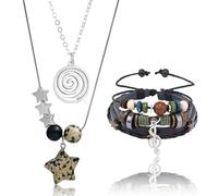 CZMZHFC Multilayer Y2K Star Necklace and Fairycore Grunge Bracelet Set, Handmade Gothic Swirl Star Jewelry, Punk Rock Music Guitar Accessories, Stylish Grunge Jewelry for Women Men