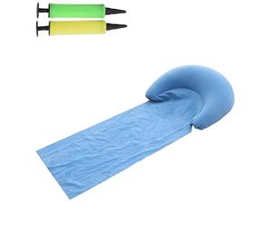 Cznlnzc Inflatable Beach Mat Camping Mat, Ultra-Lightweight Flocked PVC Sleeping Pad 160x70cm, Waterproof Portable Ground Sheet for Travel Picnic with 2 Air Pumps, Single Person Outdoor Lounger (A)