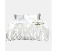 Cznlnzc Satin Silk Complete Bedding Set, 4 Piece Satin Sheets Super Soft Shiny Bedding Sets,1 x Duvet Cover with Zipper Closure, 1 x Bed Sheet, 2 x Pillow Cases, Linen Sets Ice Silk Bed Sheet (B,L)
