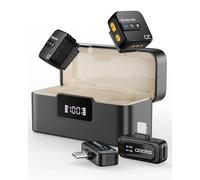 CZOCPOS Wireless Tie Mic for Phone/Pad/Android, Mini Microphone with Noise Reduction, 56 Hour Battery Life and Wireless Charging, Ideal for Videos, YouTube, Vlogs and Streaming