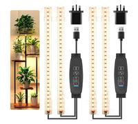 Czoumu 8.6'' LED Grow Light Strips, Full Spectrum 3500K Grow Lights for Indoor Plants, 2 Head with 3/9/12H Timer, 10 Dimmable Levels, Ideal for Seedling, Succulent and Plant Shelf, 2-Pack