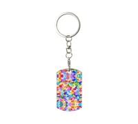 Czqdp 1 pcs Full-Print Design Square Metal Keychain,Key Chain Ring Holder ,Mini Pendant Crafts,Rainbow Heart Confetti