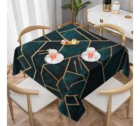 Czqdp Abstract Nature Emerald Green,Polyester Square Table Cover,Dust-Proof Tabletop Wrinkle Resistant Table Cover Tablecloth - 55 Inch