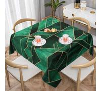 Czqdp Abstract Nature - Emerald Green,Polyester Square Table Cover,Dust-Proof Tabletop Wrinkle Resistant Table Cover Tablecloth - 55 Inch