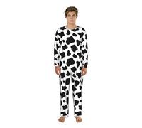 Czqdp Cow Pattern Animal,Set Nightgown Men's Pyjama Sets Two Piece Loungewear Pockets Nightwear