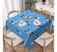 Czqdp Cute Jack Russell Terrier Dogs With Bones Pattern,Polyester Square Table Cover,Dust-Proof Tabletop Wrinkle Resistant Table Cover Tablecloth - 55 Inch
