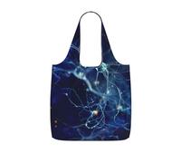 Czqdp Reusable Foldable Shopping Bag Tote Handbag Foldaway Shopper Bag Grocery Bags,3D Brain Cell Neuron Neurology