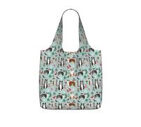 Czqdp Reusable Foldable Shopping Bag Tote Handbag Foldaway Shopper Bag Grocery Bags,Australian Shepherd Christmas Cute Aussie Dogs