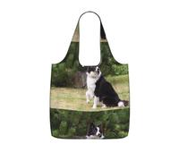 Czqdp Reusable Foldable Shopping Bag Tote Handbag Foldaway Shopper Bag Grocery Bags,Bad Dog Border Collie