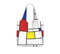 Czqdp Reusable Foldable Shopping Bag Tote Handbag Foldaway Shopper Bag Grocery Bags,Mondrian Minimalist De Stijl Modern Art