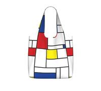Czqdp Reusable Foldable Shopping Bag Tote Handbag Foldaway Shopper Bag Grocery Bags,Mondrian Minimalist De Stijl Modern Art