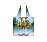 Czqdp Reusable Foldable Shopping Bag Tote Handbag Foldaway Shopper Bag Grocery Bags,Sheep Looking Camera