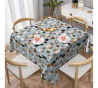 Czqdp Rough Collie Paws And Bones,Polyester Square Table Cover,Dust-Proof Tabletop Wrinkle Resistant Table Cover Tablecloth - 55 Inch
