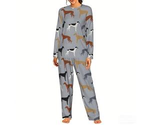 Czqdp Set Nightgown Women's Pyjama Sets Two Piece Loungewear with Pockets Nightwear,Greyhounds Larger Version Dogs Greyhound Coats Colors,One Size,2XL
