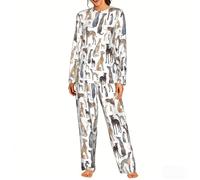Czqdp Set Nightgown Women's Pyjama Sets Two Piece Loungewear with Pockets Nightwear,Greyhounds Wippets And Lurcher Dogs,One Size,M