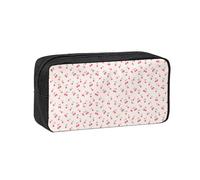 Czqdp Simple and Spacious Pencil Case Polyester Cosmetic Pouch Bag Portable Pencil Pouch with Zipper,Lovely Sweet Red Cherry Printed