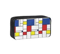 Czqdp Simple and Spacious Pencil Case Polyester Cosmetic Pouch Bag Portable Pencil Pouch with Zipper,Mondrian Minimalist De Stijl Modern Art