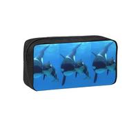 Czqdp Simple and Spacious Pencil Case Polyester Cosmetic Pouch Bag Portable Pencil Pouch with Zipper,Cute Shark Pattern, Killer Whale Pattern