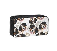 Czqdp Simple and Spacious Pencil Case Polyester Cosmetic Pouch Bag Portable Pencil Pouch with Zipper,Dog Paws Pattern Bernese Mountain Dog