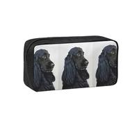 Czqdp Simple and Spacious Pencil Case Polyester Cosmetic Pouch Bag Portable Pencil Pouch with Zipper,Black Long Hair Cocker Spaniel Dog