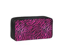 Czqdp Simple and Spacious Pencil Case Polyester Cosmetic Pouch Bag Portable Pencil Pouch with Zipper,Pink Zebra Animal