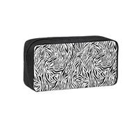 Czqdp Simple and Spacious Pencil Case Polyester Cosmetic Pouch Bag Portable Pencil Pouch with Zipper,Animal Check Border Zebra Pattern