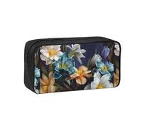 Czqdp Simple and Spacious Pencil Case Polyester Cosmetic Pouch Bag Portable Pencil Pouch with Zipper,Tulip Floral Pattern