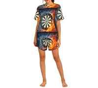 Czqdp Women's two-piece with Short Sleeves and Shorts Set Loungewear with Pockets,Dart Board Printed,One Size,3XL