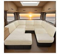 CZQGLYM Caravan Seat Cover Waterproof & High Stretch Jacquard Soft & Non-slip Sofa Seat Covers Motorhome & Indoor Protector Covers for Camper Sofa Bench (Beige,W 20-35cm,D50-65cm)