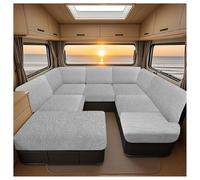 CZQGLYM Caravan Seat Cover Waterproof & High Stretch Jacquard Soft & Non-slip Sofa Seat Covers Motorhome & Indoor Protector Covers for Camper Sofa Bench (Light grey,W 50-65cm,D150-190cm)
