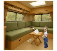 CZQGLYM Stretch RV Cushion Seat Covers Non-slip Motorhome Cushion Covers Velvet Slipcovers for Trailer Multi Size Fitted for Camper Sofa Bench Backrest RV Dinette (Light green,L130-150cm W65-95cm)