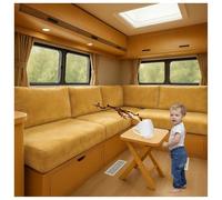 CZQGLYM Stretch RV Cushion Seat Covers Non-slip Motorhome Cushion Covers Velvet Slipcovers for Trailer Multi Size Fitted for Camper Sofa Bench Backrest RV Dinette (Yellow-B,L130-150cm W65-95cm)