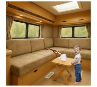 CZQGLYM Stretch RV Cushion Seat Covers Non-slip Motorhome Cushion Covers Velvet Slipcovers for Trailer Multi Size Fitted for Camper Sofa Bench Backrest RV Dinette (Gold,L65-95cm W40-65cm)