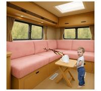 CZQGLYM Stretch RV Cushion Seat Covers Non-slip Motorhome Cushion Covers Velvet Slipcovers for Trailer Multi Size Fitted for Camper Sofa Bench Backrest RV Dinette (Pink,L65-95cm W65-95cm)