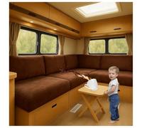 CZQGLYM Stretch RV Cushion Seat Covers Non-slip Motorhome Cushion Covers Velvet Slipcovers for Trailer Multi Size Fitted for Camper Sofa Bench Backrest RV Dinette (Coffee,L40-65cm W40-65cm)