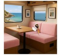 CZQGLYM Stretch Velvet RV Sofa Cover - Non-Slip & Universal Fit,Caravan,Motorhome,Campervan Seat/Bench/Settee/Dinette Covers,Protectors From Pets,Easy Installation (Pink,W65-95cm L65-95cm)