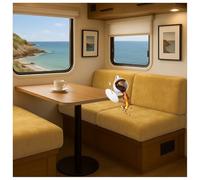 CZQGLYM Stretch Velvet RV Sofa Cover - Non-Slip & Universal Fit,Caravan,Motorhome,Campervan Seat/Bench/Settee/Dinette Covers,Protectors From Pets,Easy Installation (Yellow-B,W40-65cm L40-65cm)