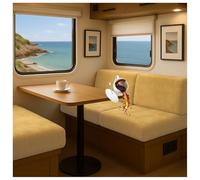 CZQGLYM Stretch Velvet RV Sofa Cover - Non-Slip & Universal Fit,Caravan,Motorhome,Campervan Seat/Bench/Settee/Dinette Covers,Protectors From Pets,Easy Installation (Yellow-A,W40-65cm L40-65cm)