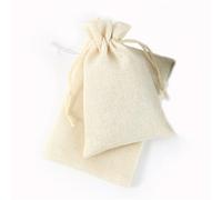 Czsycdsf 100 Pcs Natural Burlap Bags with Drawstring, Gift Jute Bags Cotton Drawstring Bags, Muslin Bag Reusable Sachet Bag for Jewelry Pouches, Wedding Favors, Party Wedding Home Supplies, 20x30cm