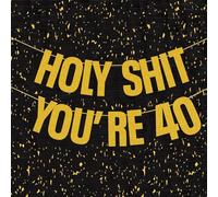 CZSYZCZS 40th Birthday Decorations for Men & Women, Gold Glitter Holy Shit You're 40 Birthday Banner, Party Decor Sign