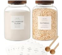 CZSZYGHBAO 2 PCS Large Glass Jar with Airtight Lid, Glass Food Storage Jars for Tea,Spice,Cereal, Egg,Flour,Coffee and More(70 FL OZ/2000 ml)