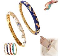 CZTICLE Cloisonne Enamel Lymphatic Magnetic Therapy Gold Bracelet, Magnetic Therapy Pave Bracelet,Prostapower Magnetic Copper Band, Unclog Bloodstream and Lymph Nodes (Set D)